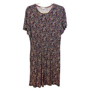 BODEN Short Sleeve Paisley Multicolor Jersey Dress with Pockets 12P